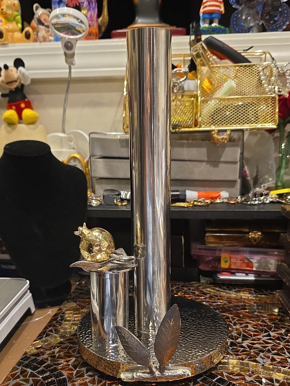 Michael Aram Silver and Gold Pomegranate Paper Towel Holder